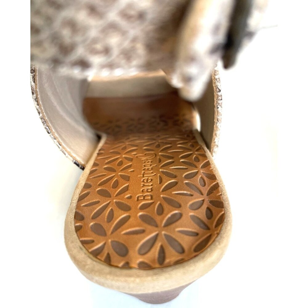 Snake Print Shoes Open Toe Fashion Classic Bootie Heel Sandals Brown Tan Sz 10M - Picture 14 of 16